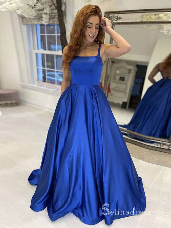 Buy MUZUZZI Satin Prom Dresses Lace Up Back A Line Gown Blue Dresses for  Women Evening Party10 at Amazon.in